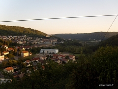 Vue vers le sud d'Algrange et la zone de la Paix, avec la salle l'Etincelle au milieu